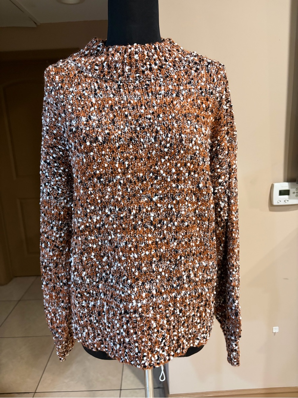 Blu Pepper Brown and White Speckled Pullover Sweater